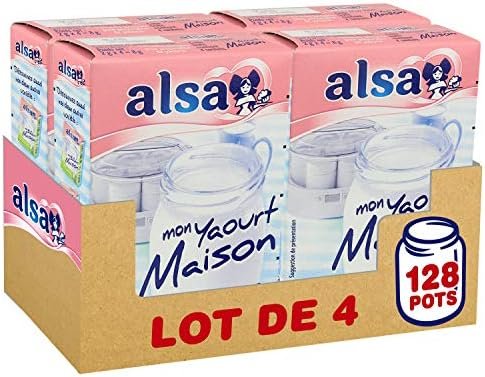 Alsa Préparation Mon Yaourt Maison 128 Pots (Lot de 4x32 Pots)