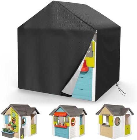 Bache Cabane de Jardin pour Enfant, Housse pour Maison Enfant Exterieur, Tissu Oxford 421D Imperméable, Résistant aux UV Et à La Poussière, Bache de Cabane Enfant Exterieur (L134xW131x135cm)…