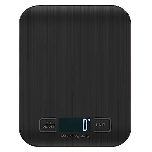 Balance De Cuisine NuméRiques, Balances NuméRiques Professionnelles 5 kg - Mesure PréCise Jusqu'à 1g,Balances De Cuisine éLectroniques Avec éCran Lcd, Fonction Tare. (Noir-5kg)