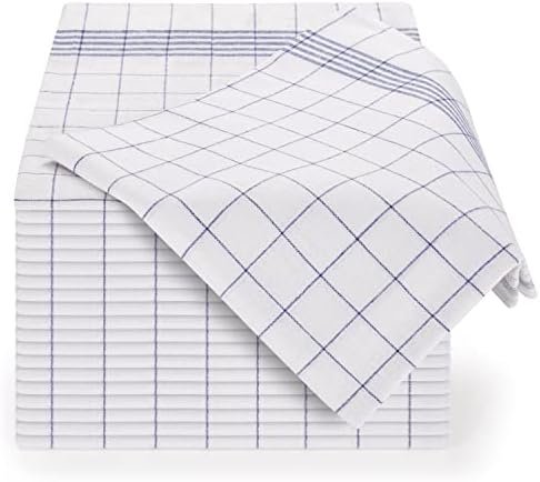 Blumtal Ensemble de torchon cusine Premium 50x70 cm en Coton - Lot de 10 - qualité certifiée Oeko-TEX - torchon Vaisselle - lavables jusqu'à 95°C - Ultra Absorbant - Design élégant à Carreaux - Bleu