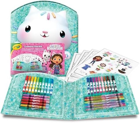 CRAYOLA, Mallette Créative Gabby et la Maison Magique, 40 pièces avec Feutres, Crayons de cire, Pages à colorier, Autocollants, à partir de 5 ans, 04-2945