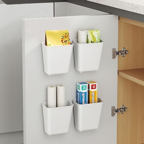 Collazoey 4 pièces boîtes de Rangement murales Autocollantes, boîte de Rangement pour Porte d'armoire de Cuisine, pour Armoire, Salle de Bain, réfrigérateur, boîte de Rangement pour Petits Objets