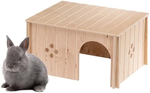 Ferplast Maison Lapin, Accessoire pour Cage Lapin, avec Toit Plat et Trous d'Aération, en Kit de Montage, 37 x 27,7 x h 20 cm, Sin 4647 Niche Maison en Bois pour Lapins