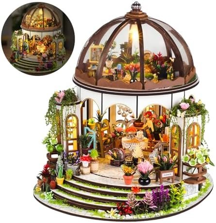 Maison de Poupée en Bois Miniature, Maison a Construire Kit,DIY Miniature De Jardin House avec Meubles et Lumière LED, Cadeau de Bricolage pour Adultes Enfant