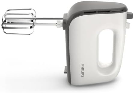 Philips Série 5000 Batteur Mixeur - Puissance 450 W, Fouets Coniques pour Pâte Aérée, 5 Vitesses + Turbo, Éjection Facile des Accessoires, Clip Attache-Cordon (HR3741/00)