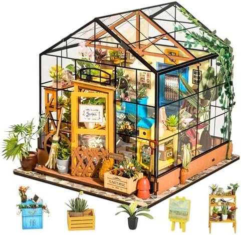 Rolife Maison Miniature à Construire Maquette en Bois Échelle 1:24 avec Lumière LED Bricolage Kit DIY Adulte Enfant Décoration de Maison de Poupée de Bibliothèque Puzzle 3D Diorama Idée Cadeau