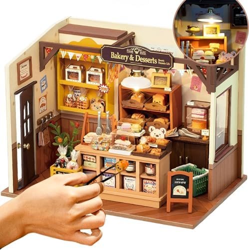 Rolife Maison Miniature à Construire Maquette en Bois avec Lumière LED Bricolage Kit DIY Adulte Enfant Décoration de Maison de Poupée de Bibliothèque Puzzle 3D Diorama Idée Cadeau Femme Fille