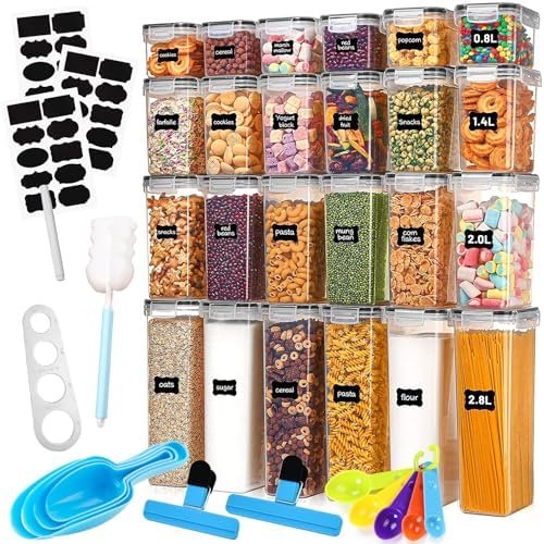 JOTOL Boîte de Rangement Cuisine,Boite Rangement Cuisine Lot de 24,Boîte Hermetiques Alimentaires en Plastique,Boîte de Conservation Alimentaire Hermétique en Plastique avec Cuillères