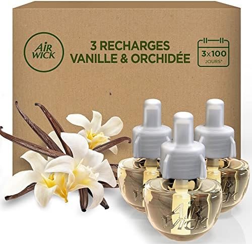 Air Wick Desodorisant Maison Recharge Diffuseur Electrique Vanille et Orchidée - 3 x 19 ml
