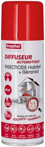Beaphar – Diffuseur Automatique Insecticide Habitat + Géraniol – Tue Les Insectes Volants, rampants, Les œufs et Larves – Permet de Traiter 70 m² – Action Longue durée jusqu'à 6 Mois – Flacon 200 ML