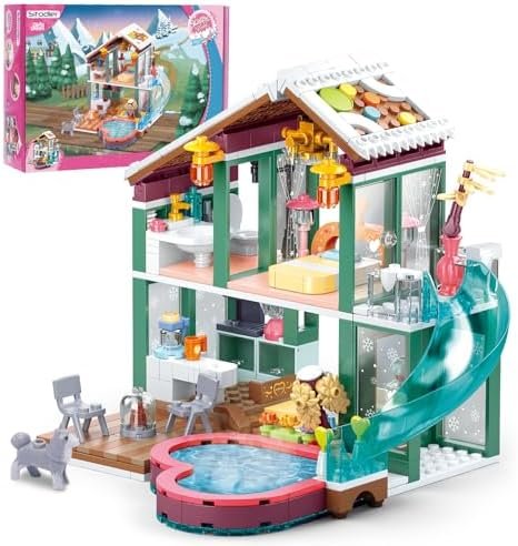 Blocs de Construction Jouet- 439pcs Source Chaude Maison de Vacances Jouet de Construction pour Enfants 6-12, Kit de Briques de Construction pour Enfants 6 7 8 9 10 11 12