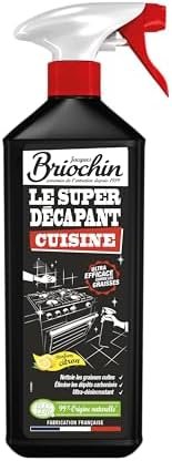 Briochin Jacques Super décapant Cuisine - Elimine Graisses cuites et dépôts carbonisés - Ultra désincrustant - 99.5% d'origine Naturelle - Ecocert - Fabrication française - Pulvérisateur - 1 Litre