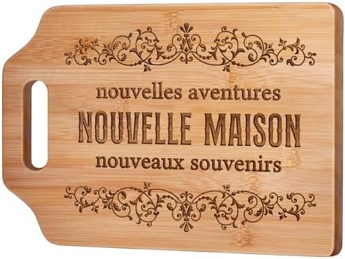 Cadeau Crémaillère - Planche à Découper en Bambou Gravée, Idée Cadeau Crémaillère, Cadeaux pour Les Nouveaux Propriétaires, Cadeau Cremaillere pour la Maison pour Les Amis, la Famille et les Clients