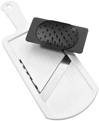 Fackelmann 45331 Mandoline réglable, mandoline manuelle, mandoline, tranche légumes, mandoline pour légumes, Acier Inoxydable, Plastique, Blanc, Noir, 32 x 12 x 1,5 cm