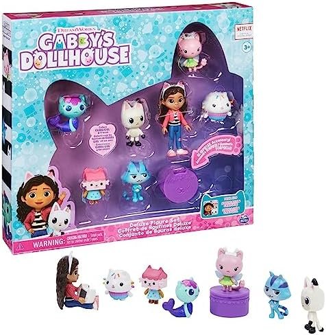 Gabby et la Maison Magique - Gabby Dollhouse - Coffret Cadeau Figurines - 7 Figurines Et 1 Accessoire Surprise - Dessin Animé Jouet Maison De Poupée - Jouet Enfant 3 Ans Et +