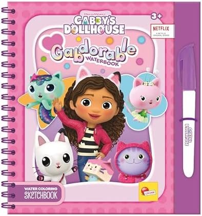 Lisciani - GABBY ET LA MAISON MAGIQUE - Carnet Coloriages Magiques à l'Eau GABDORABLE Pour Enfants dès 3 Ans - Livre 12 Pages avec Stylo à Eau - Activité Manuelle - Idée Cadeau Gabby's Dollhouse