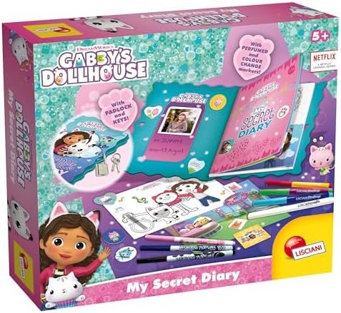 Lisciani - GABBY ET LA MAISON MAGIQUE Mon Journal Secret – Journal Intime avec Cadenas et Clés - Pour Enfants dès 5 Ans – Feutres Parfumés, Stickers & Gemmes Inclus – Gabby's Dollhouse