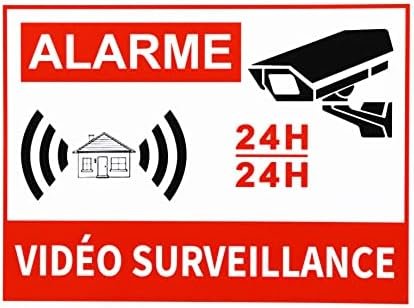 Lot de 10 Autocollant Alarme Maison Video Surveillance- Imperméable Anti-UV Durable- Convient Pour Maison, Magasin, Garage, Entrepôts(8 x 6 cm)