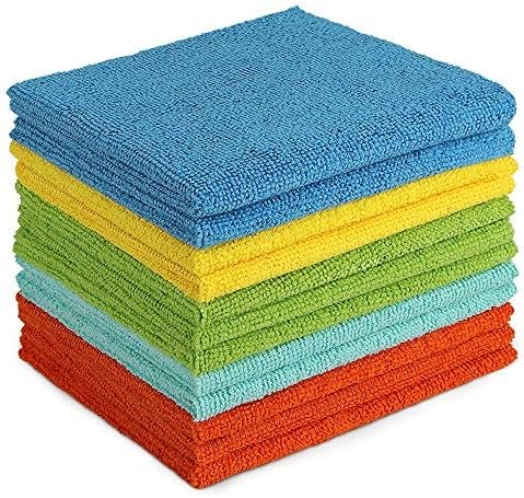 Lot de 12 Chiffons de Nettoyage en Microfibre, Torchons Lavette Microfibre Ménage Plus Doux, Plus Absorbants, Non Pelucheux, pour Maison, Cuisine, Voiture, Cenêtres e Vitre 30 x 30cm