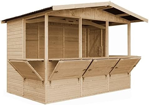 M150B Maison de Jardin en Bois – Étal de Marché avec 5 Fenêtres, L336xP263xH232 cm / 6 m², Facile à Monter et à Démonter, Bar Jardin, Abri de Jardin