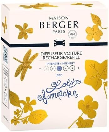 MAISON BERGER - Recharge Diffuseur Voiture Lolita Lempicka - pour Diffuseur Parfum Voiture - Senteur Délicate et Féminine - Diffusion Longue Durée - Pack de 2 Recharges