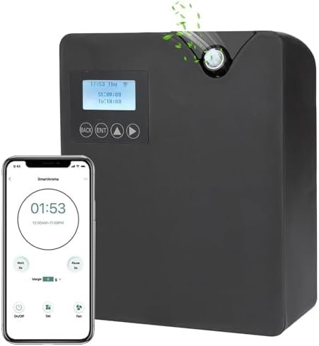 Machine à air parfumée intelligente 300 ml pour la maison,diffuseur d'huiles essentielles sans eau avec technologie de nébulisation,contrôle Bluetooth et Wi-Fi,couverture de 2000 pieds carrés black
