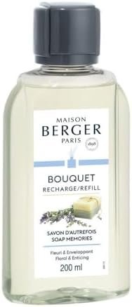 Maison Berger - Recharge Bouquet Savon d'Autrefois - pour Diffuseur Parfum Maison - Parfum à Diffusion Longue Durée, Douce et Continue - 200ml