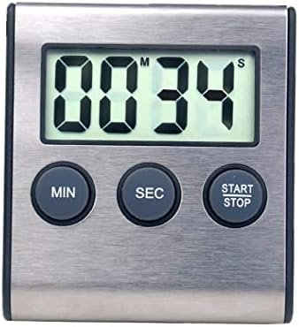Mini minuterie numérique, Compte à rebours de 100 Minutes et chronomètre, pour la Cuisine, Le Sport, Les études, Les réunions, Le stationnement, Le Traitement médical en Acier Inoxydable Noir