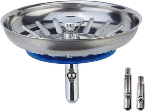 Minismus Panier pour Bonde d'Évier de Cuisine - Crépine Universelle Acier Inoxydable, Bouchon Panier Pop-Up, Épingles 32 & 25mm - Lavable Lave-Vaisselle, Ne se Bouche & Ne Déborde Pas - 80mm