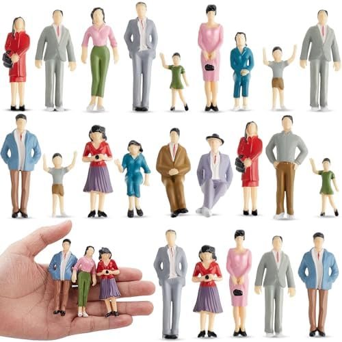 Namalu 14 Figurines de Personnes Miniatures à l'Échelle 1:25 Figurines Architecturales en Plastique Personnes de Maison de Poupée Mini Personnes Debout et Assises Peintes pour Scènes Miniatures
