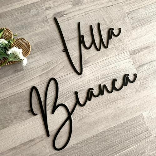 Nom de la villa personnalisé, Mots en métal découpés au laser, Plaque en métal pour décoration murale, Façade d'une maison, Plaque de signe de mural, Plaque de maison, Panneau de porte, Signaletique