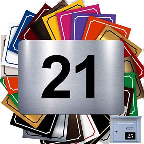 Numéro Pour Boîte Aux Lettres Adhésif - Numéro De Maison PVC – Plaque Gravée À Personnaliser - GRAND 10 x 7 cm (Gris Alu Brillant)
