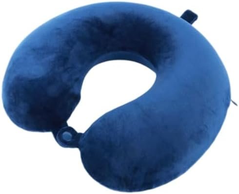 Oreiller de voyage en mousse à mémoire de forme 100 % pure en forme de U, super léger et portable, idéal pour chaise d'avion, voiture, maison, bureau, coussin de repos (bleu)