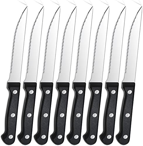 Pleafind 8 couteaux à steak en acier inoxydable, ensemble de couteaux à steak dentelés, couteau de table, couverts à steak de cuisine, passe au lave-vaisselle