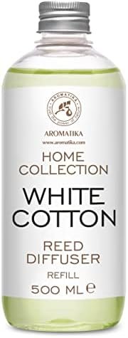 Recharche Diffuseur de Parfum Coton Blanc 500ml - Bâtonnets de Parfum - Desodorisant Maison - Parfum Ambiance - Diffuseur à Roseaux - Diffuseur de Parfum Frais