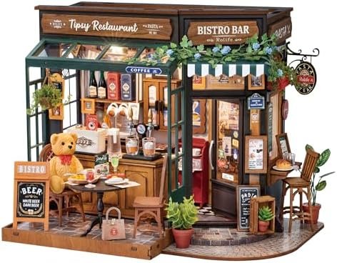 Rolife Maison de Poupée Restaurant Tipsy DIY Maison Miniature Kit Café Miniature Kit de Modèle Décoration Intérieure Cadeau d'anniversaire pour Enfants et Adultes