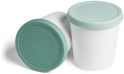 SPRINGLANE lot de 2 récipients à glace 1L, récipients de conservation pour glaces, récipients de congélation, récipients à glace, sans BPA en qualité alimentaire (Menthe, 2 pièces)