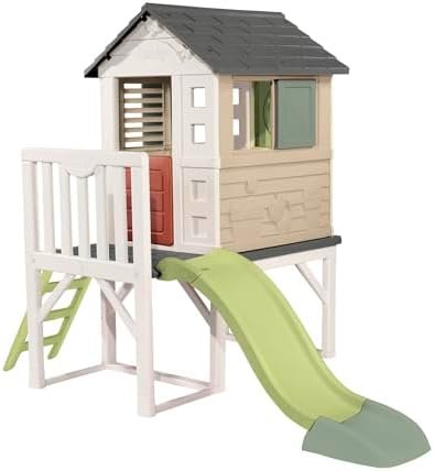 Smoby Life - Maison Pilotis - Plateforme de 70 cm - Echelle, Toboggan - Matière Recyclée - A Partir de 2 Ans - Fabrication Française