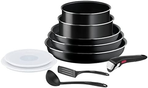 Tefal Ingenio Batterie de cuisine 10 pièces, Poêles, Casseroles, Couvercles, Poignée, Non induction, Revêtement antiadhésif, Empilable, Compatible lave-vaisselle, Fabriqué en France, Easy On L1599902